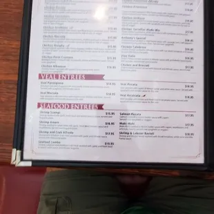 a menu on a table