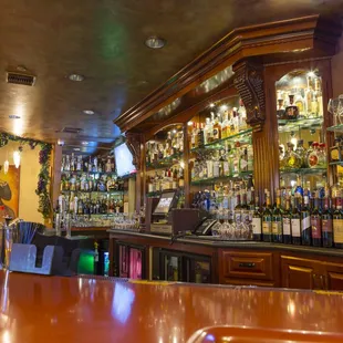 Bar area with a huge selection of wines and spirits