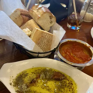 Complementary bread basket and dipping oil