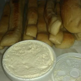 The breadstix and famous cheese dip