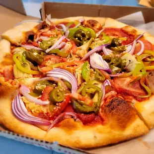 Veggie pizza no cheese