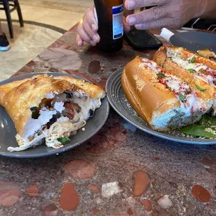 This is half the Stromboli and a meatball sub!