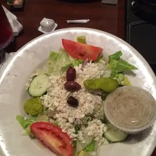 A yummy Greek salad! I can't believe this is the small! The large must be huge!!