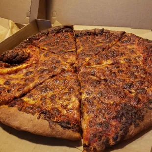 Revived the most burnt pizza ever, charcoal black on entire top and bottom. Would not refund money or remake pizza