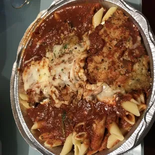 I want to say something eggplant or maybe not. Some type of pasta LOL (wasn't mine)