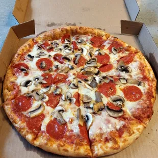 Large mushroom and pepperoni