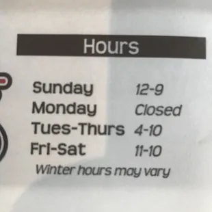 the hours of the restaurant