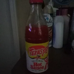 a bottle of hot sauce