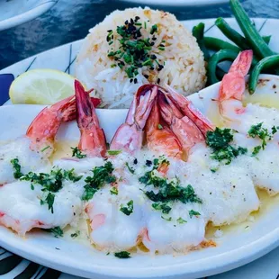 Roasted Scampi Prawns with Jasmine Rice and Green Beans - Delicious!