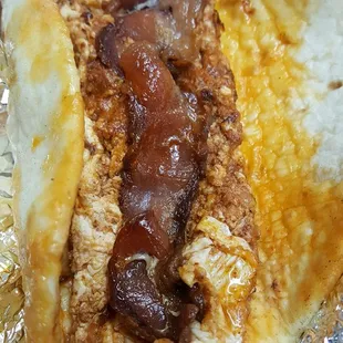 Chorizo, Egg and Bacon..