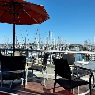 View of the marina from our window table