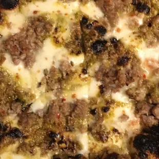 Pistachio and sausage pizza!