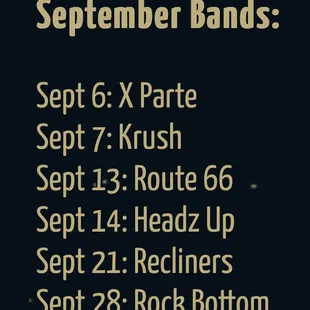 Sept 2024 Bands