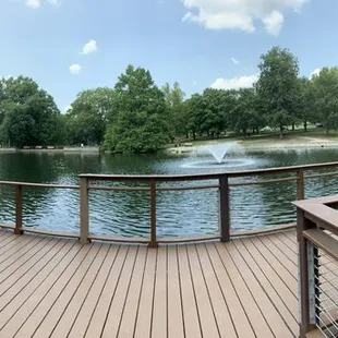 A section of the bridge that goes around the pond.