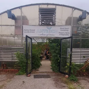 the entrance to the greenhouse