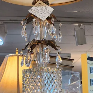a lamp with a note on it