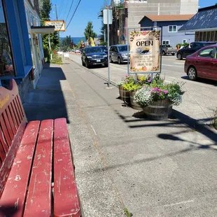 Scenery in front of the store