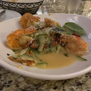 Shrimp and zucchini pasta.  Delicious!