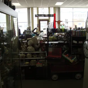 View from behind the front desk, looking towards the front door.