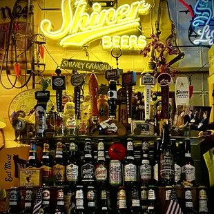a display of beer bottles
