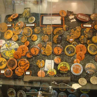 An awesome display of Anoka Halloween buttons - some go back to the 1940s - not for sale.