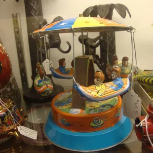 A cute metal mechanical toy I spotted in one of the cases.
