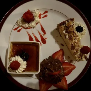 Dessert Trio (vanilla bean creme brûlée, chocolate mousse, key lime pie)