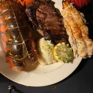 surf and rib eye perfectly cooked