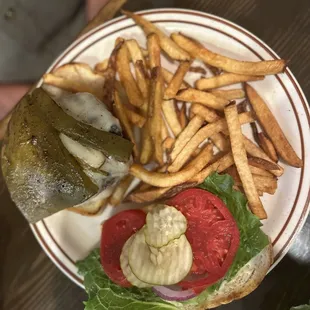 Jalapeño burger and fries