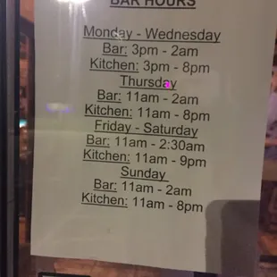 Hours kitchen is open