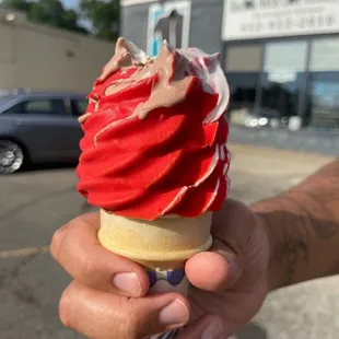 Cherry dipped twist cone