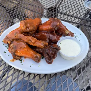 Wings! Buffalo on the left, bbq on the right.