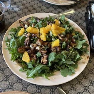 Arugula with Oranges, Dates, Walnuts and Goat Cheese Salad Tray