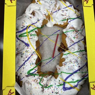 Traditional cinnamon swirl King cake