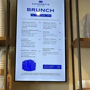 Brunch menu