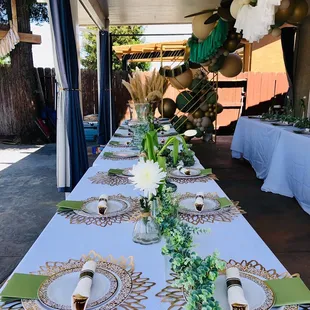 Garlands, tassels, pampas