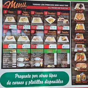 Este es nuestro menù  y tenemos muchos platillos mas.