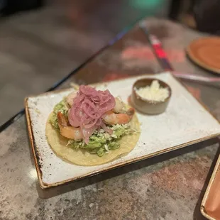 Shrimp tostada.