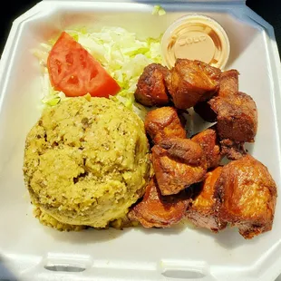 Mofongo with tender chunks of pork - Very good and a huge portion