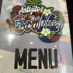 Front cover of menu