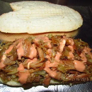 Chimi Pork! Toasted pork sandwich with special sauce