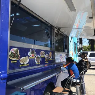 a blue food truck