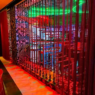 Love the unusual decorative elements and lights.