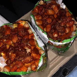 two baskets of food