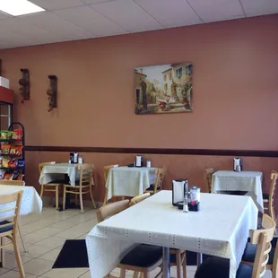 tables and chairs in a restaurant