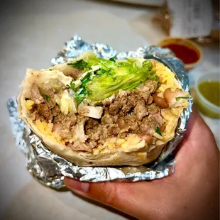 Super Burrito with carne asada