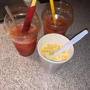 Mangonada/corn in cup