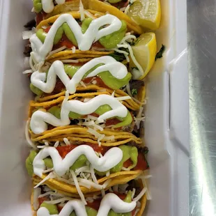a close up of a taco