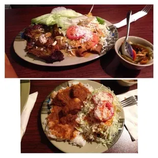 Enchiladas con carne cecina, pork morisqueta &amp; chicken tacos dorados.