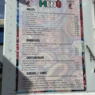 menu